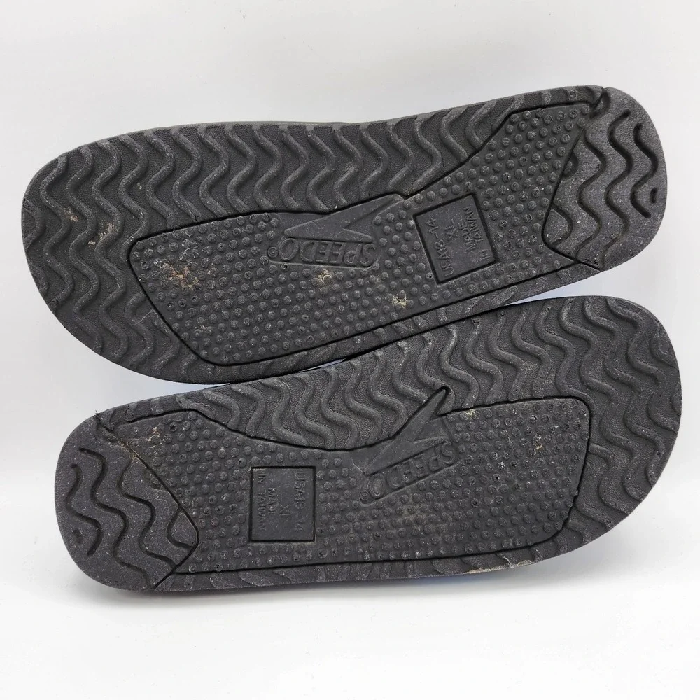 Speedo‎ Slide Mens 13-14 XL Black Blue Adjustable Strap Slip On Flat Sandals